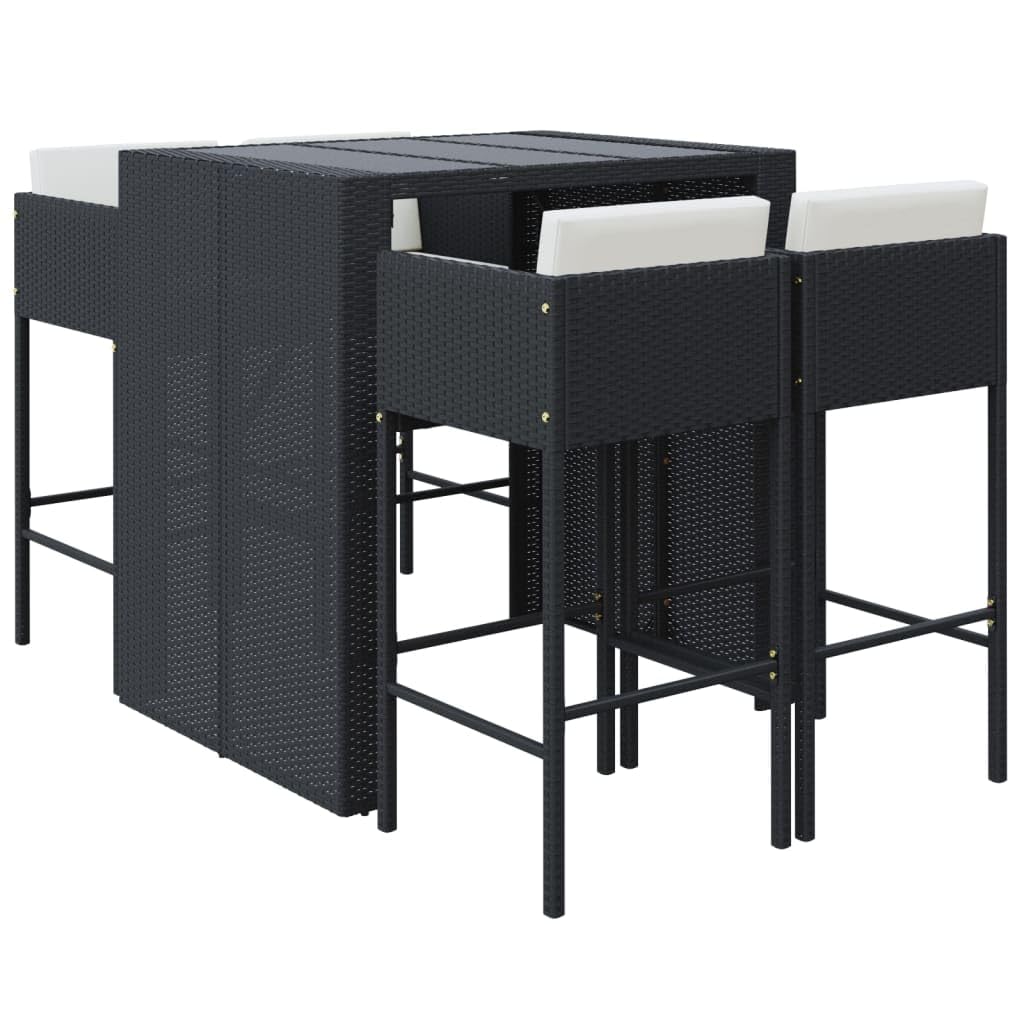 vidaXL Gartenbar-Set 5-tlg. Rattan Bar Braun mit Kissen