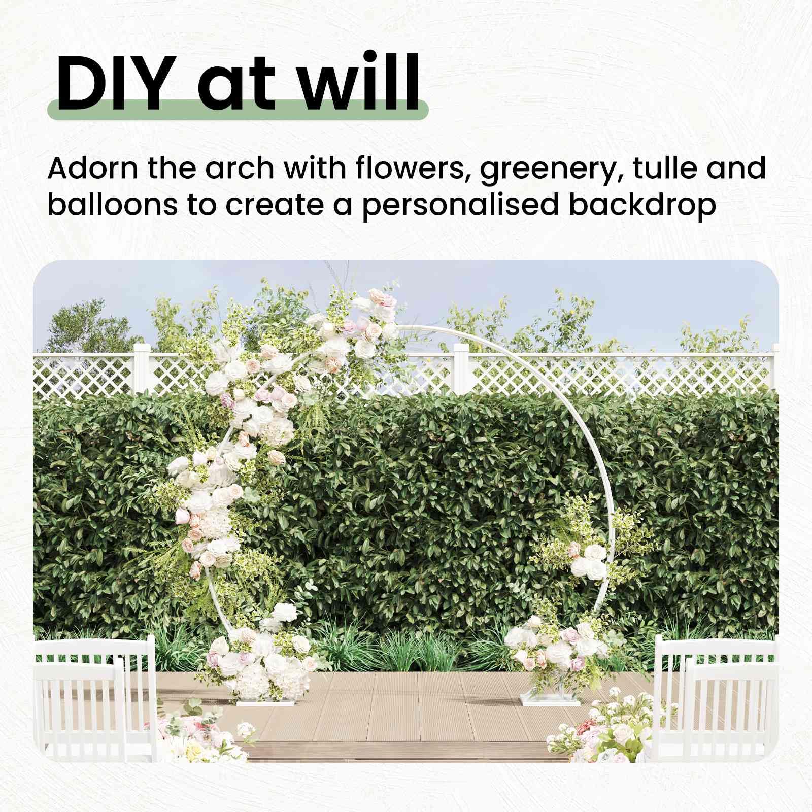vidaXL Heim & Garten Hochzeitsbogen Weiß 220 cm Stahl doppelt