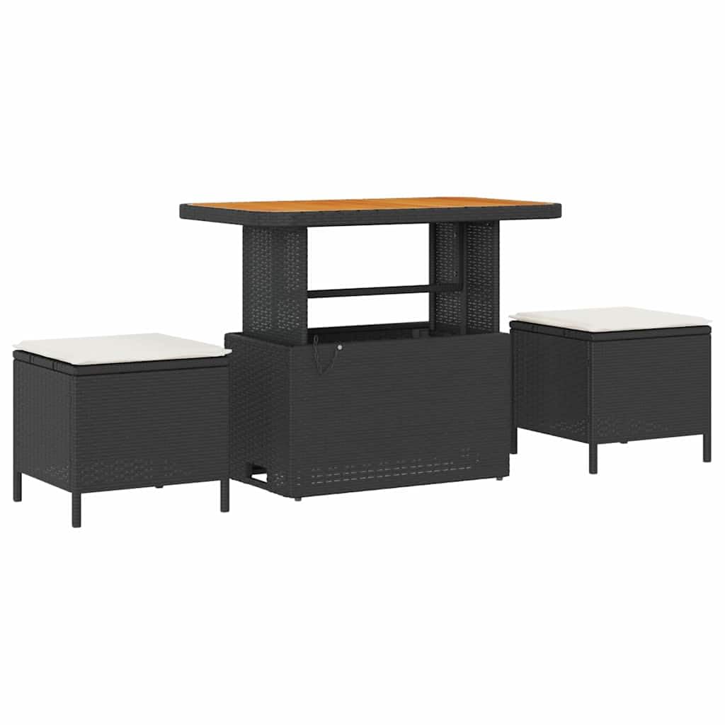 vidaXL Heim & Garten Gartensofa Schwarz-Cremeweiß Poly-Rattan