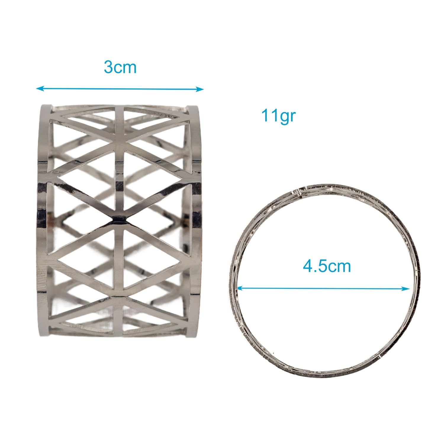 Intirilife Serviettenringe Silber Edelstahl 6er Set Dreieck