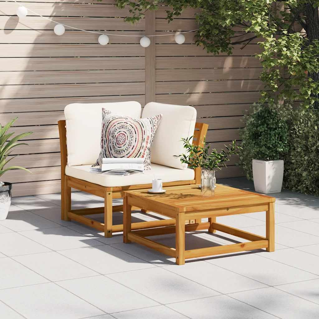 vidaXL Heim & Garten Garten-Ecksofa Creme Akazie 73 cm