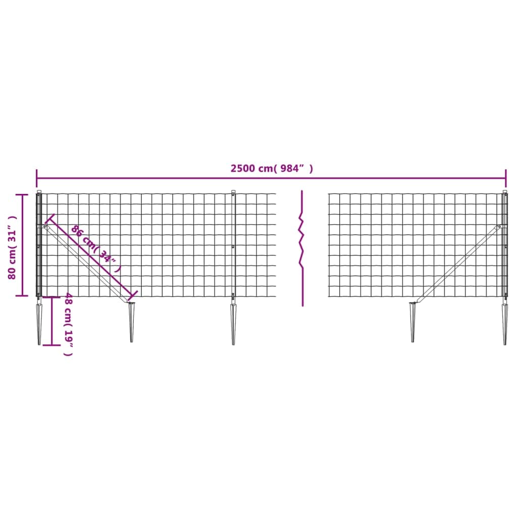 vidaXL Heim & Garten Maschendrahtzaun Anthrazit PVC Stahl