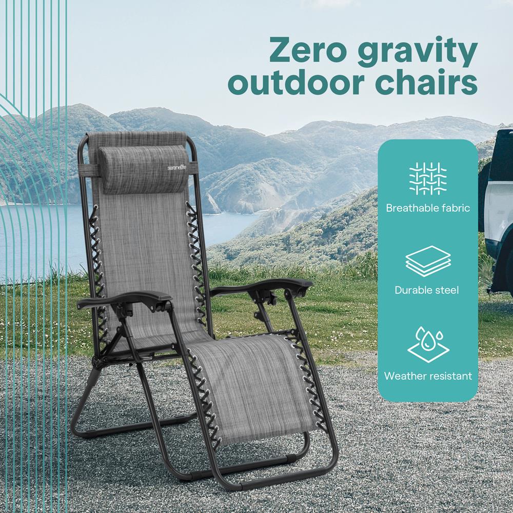 Serenelife Furniture Schwerelos-Liegestuhl 2er Set grau