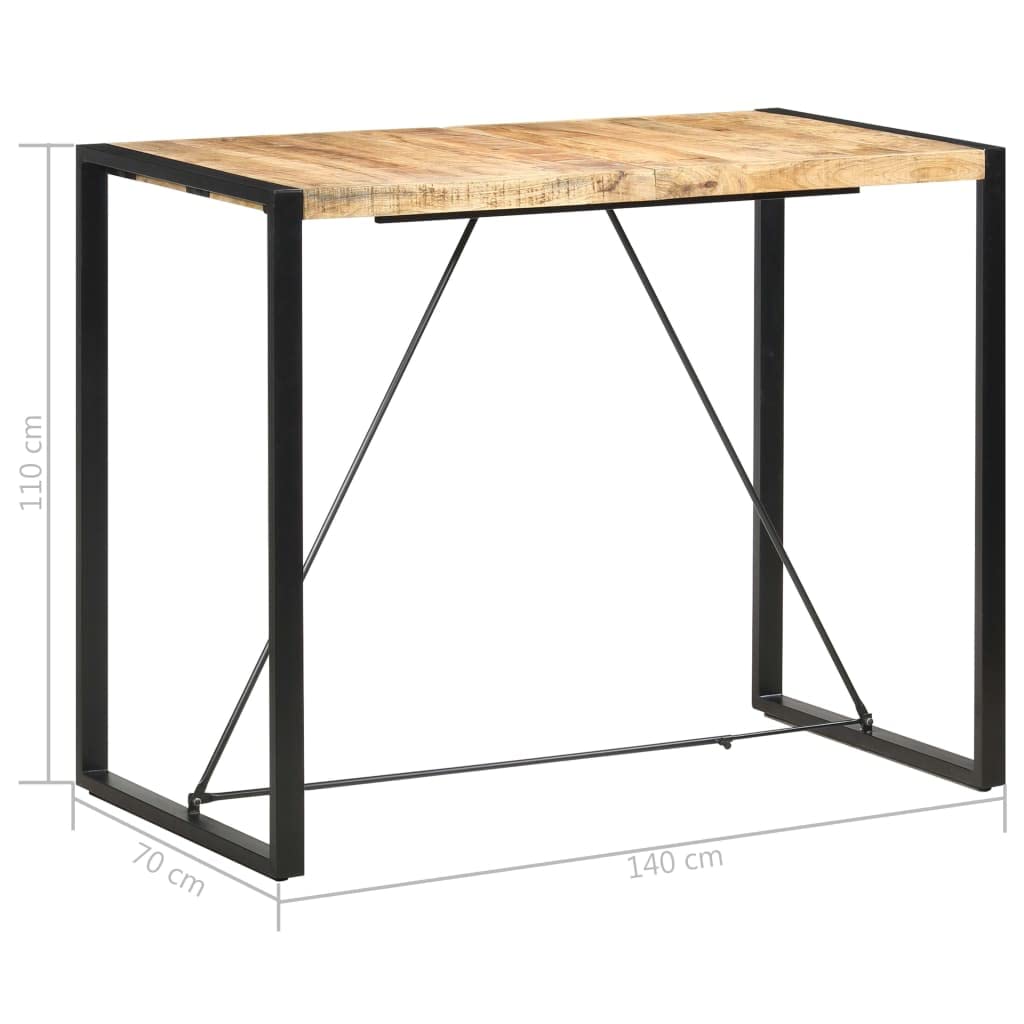 vidaXL Möbel Bartisch 140x70x110 Mango Hellbraun Stahl