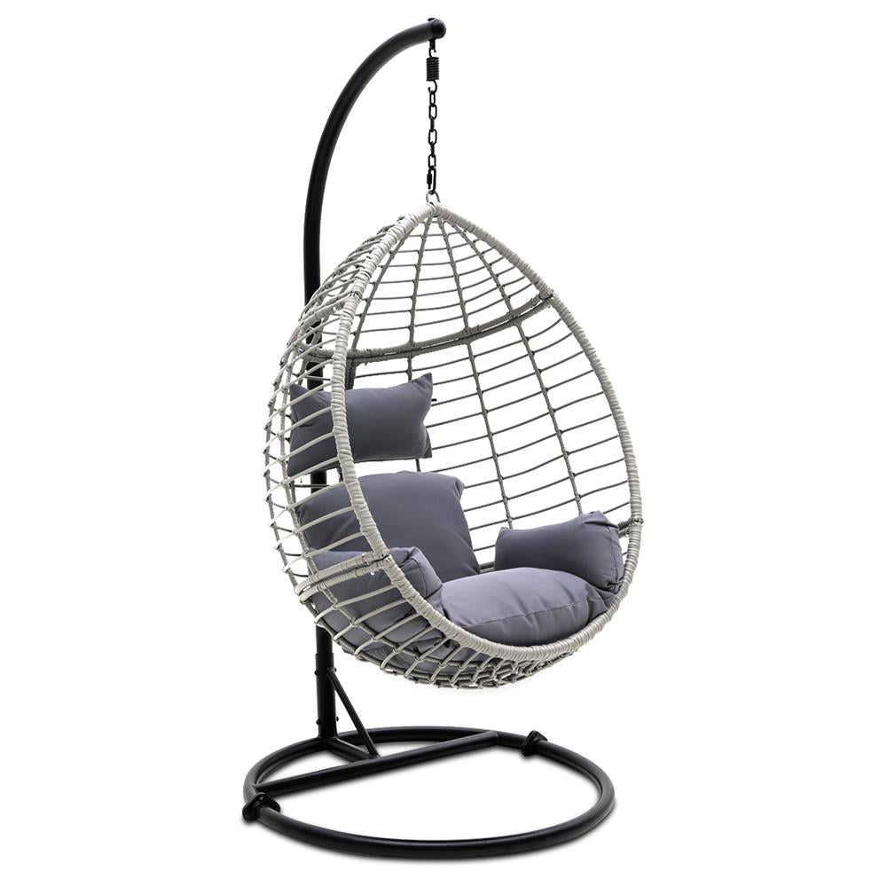 Serenelife Outdoor Swing Hängesessel Rattan mit Gestell