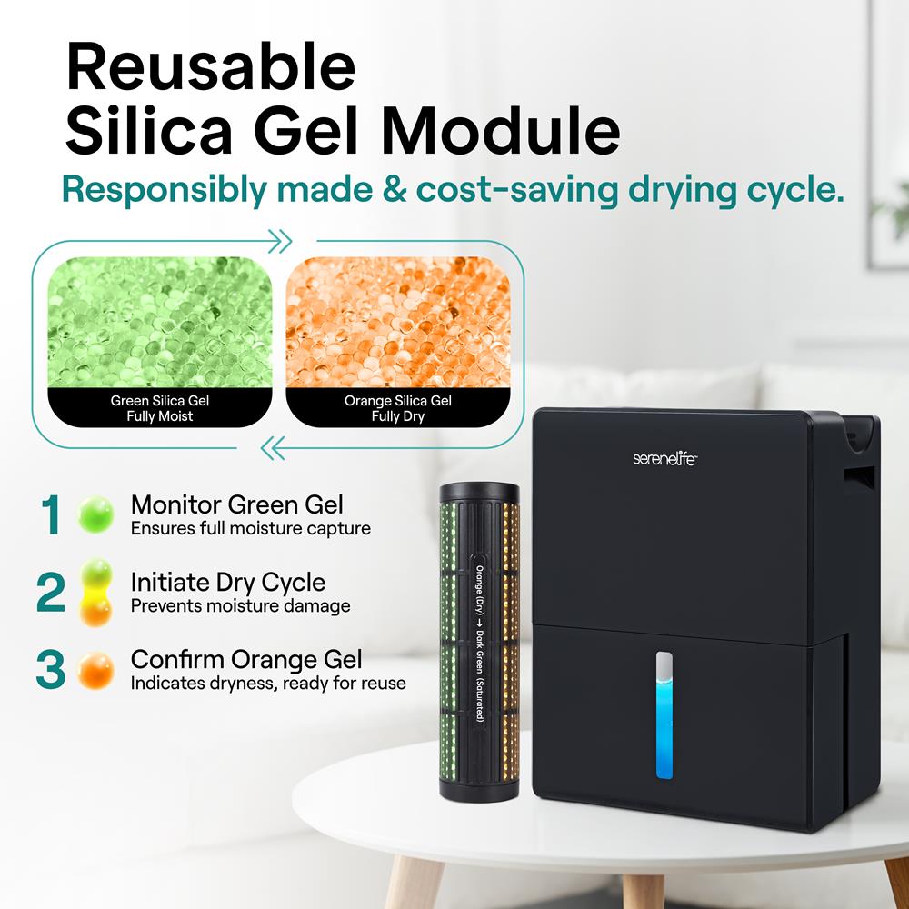Serenelife DeHumidifiers 2-in-1 Luftentfeuchter Schwarz Timer