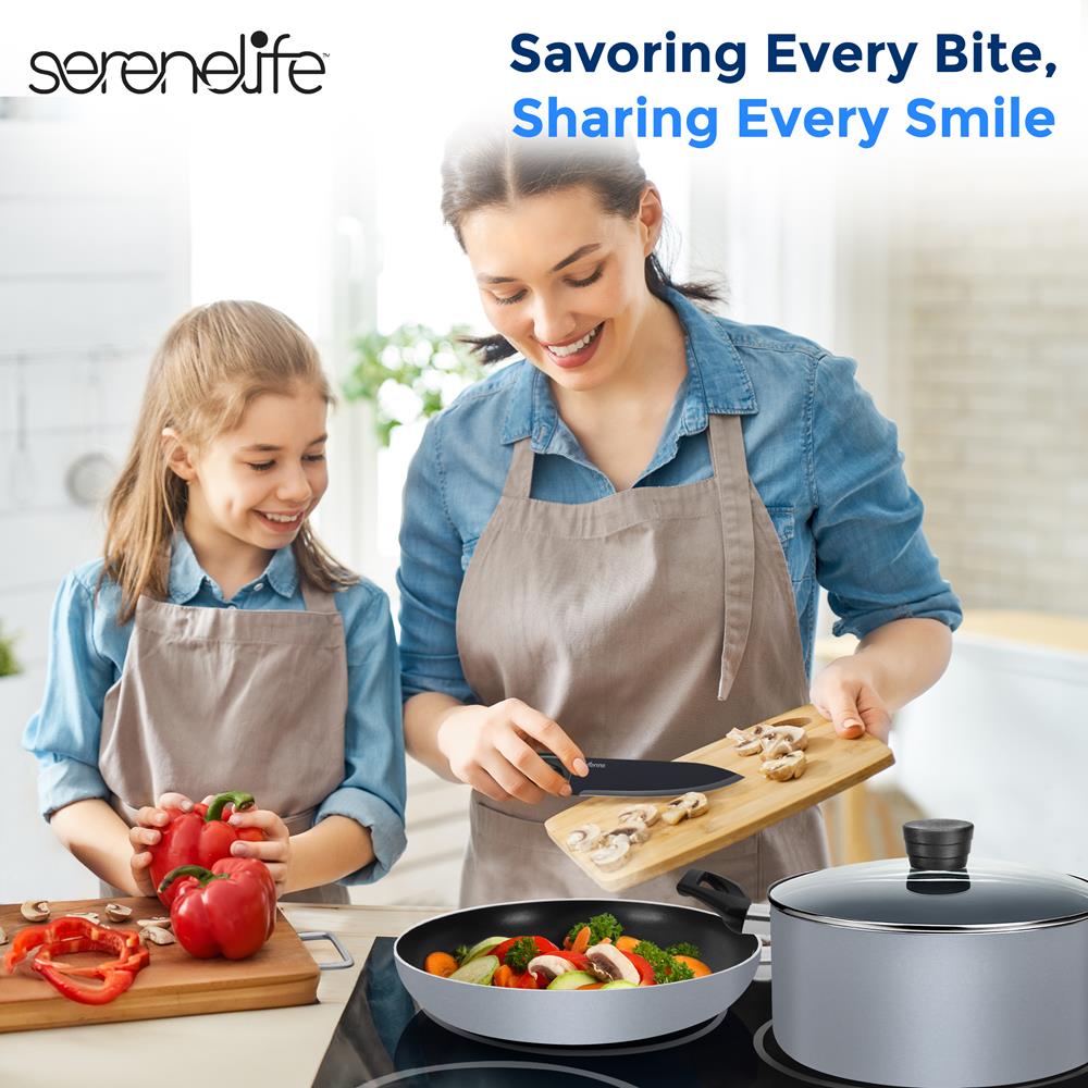 Serenelife 20-Teilig Topfset Antihaftbeschichtung Schwarz