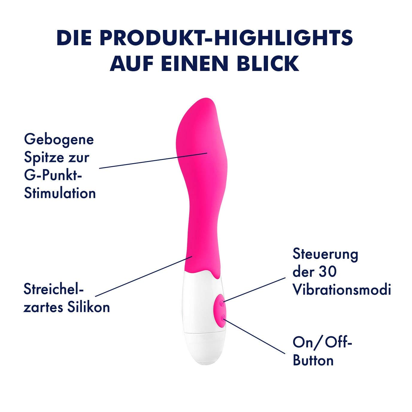 EIS Vibratoren G-Punkt-Vibrator Silikon 20 cm pink 30 Programme