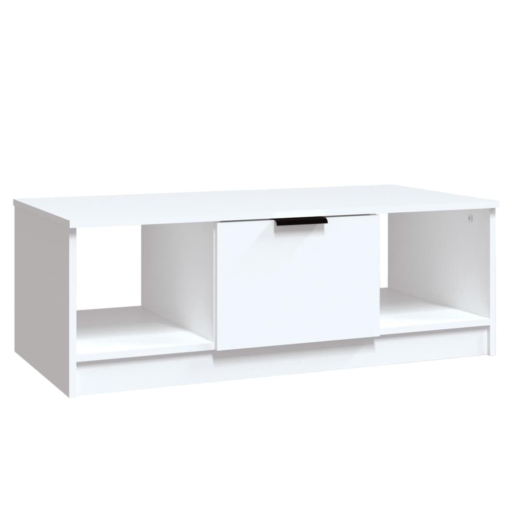 vidaXL Couchtisch 102x50x36 cm Weiß mit 3 Fächern Holz
