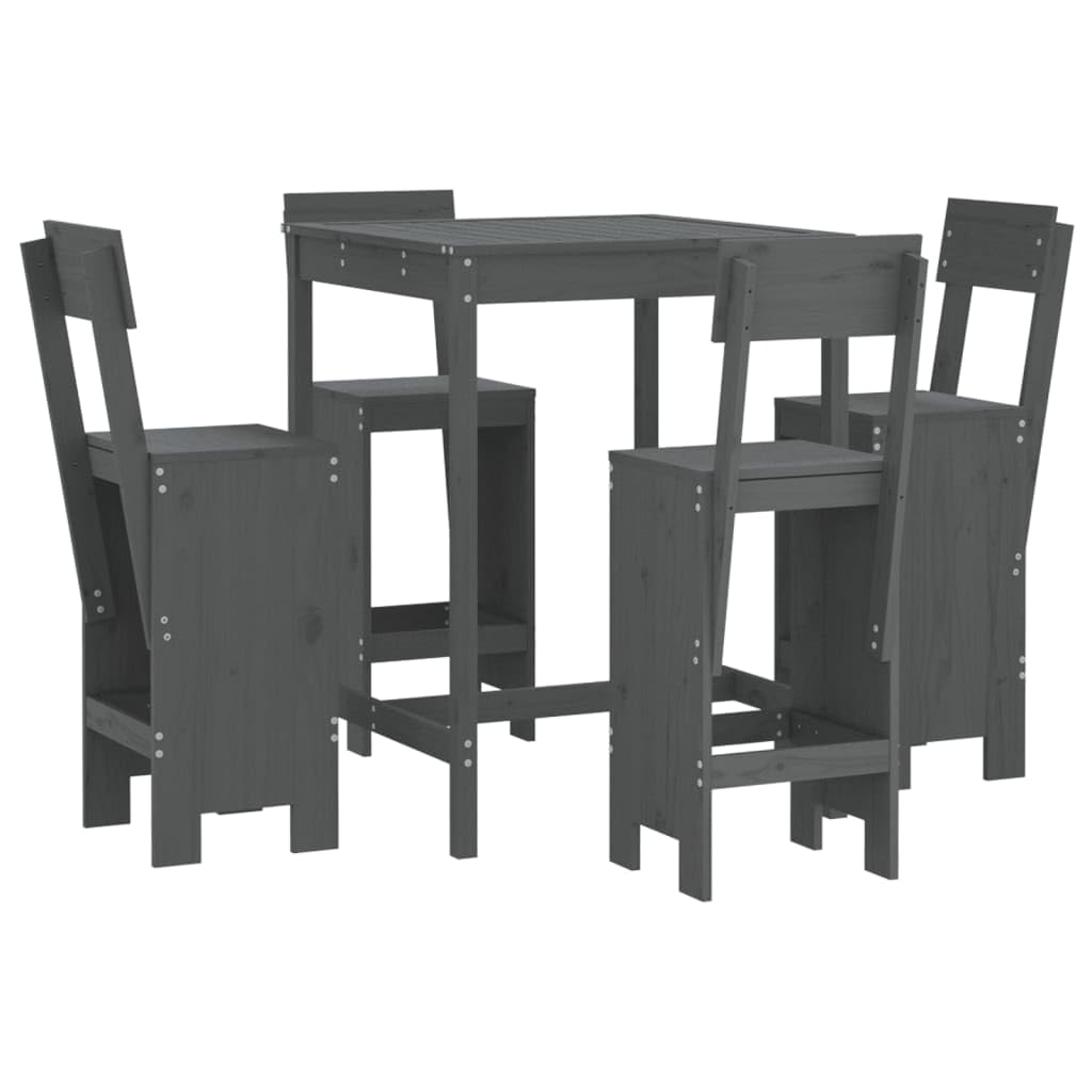 vidaXL Heim & Garten 5-tlg. Gartenbar-Set Holz Grau Kiefer