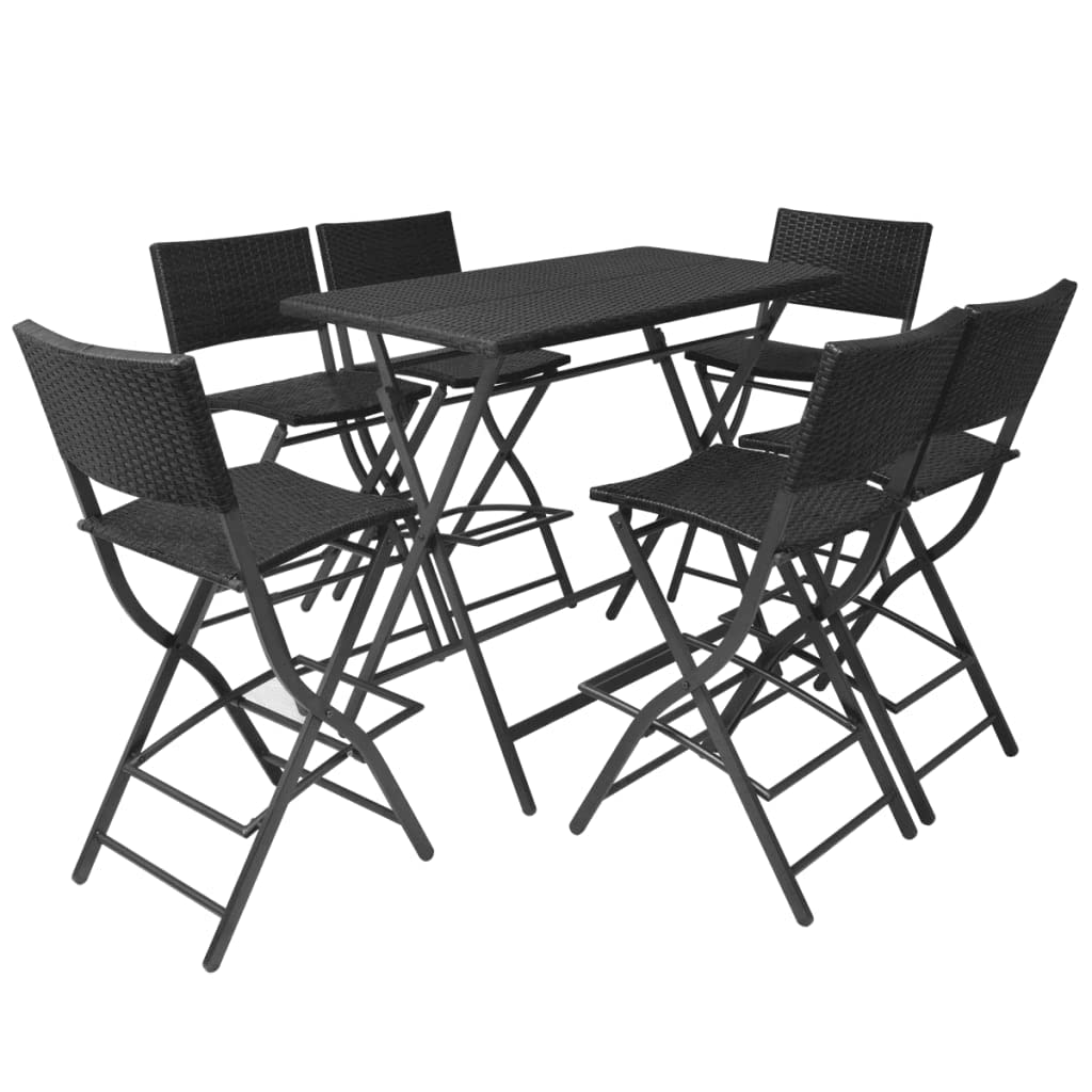 vidaXL Garten-Essgruppe 7-tlg Rattan Braun Klappbar