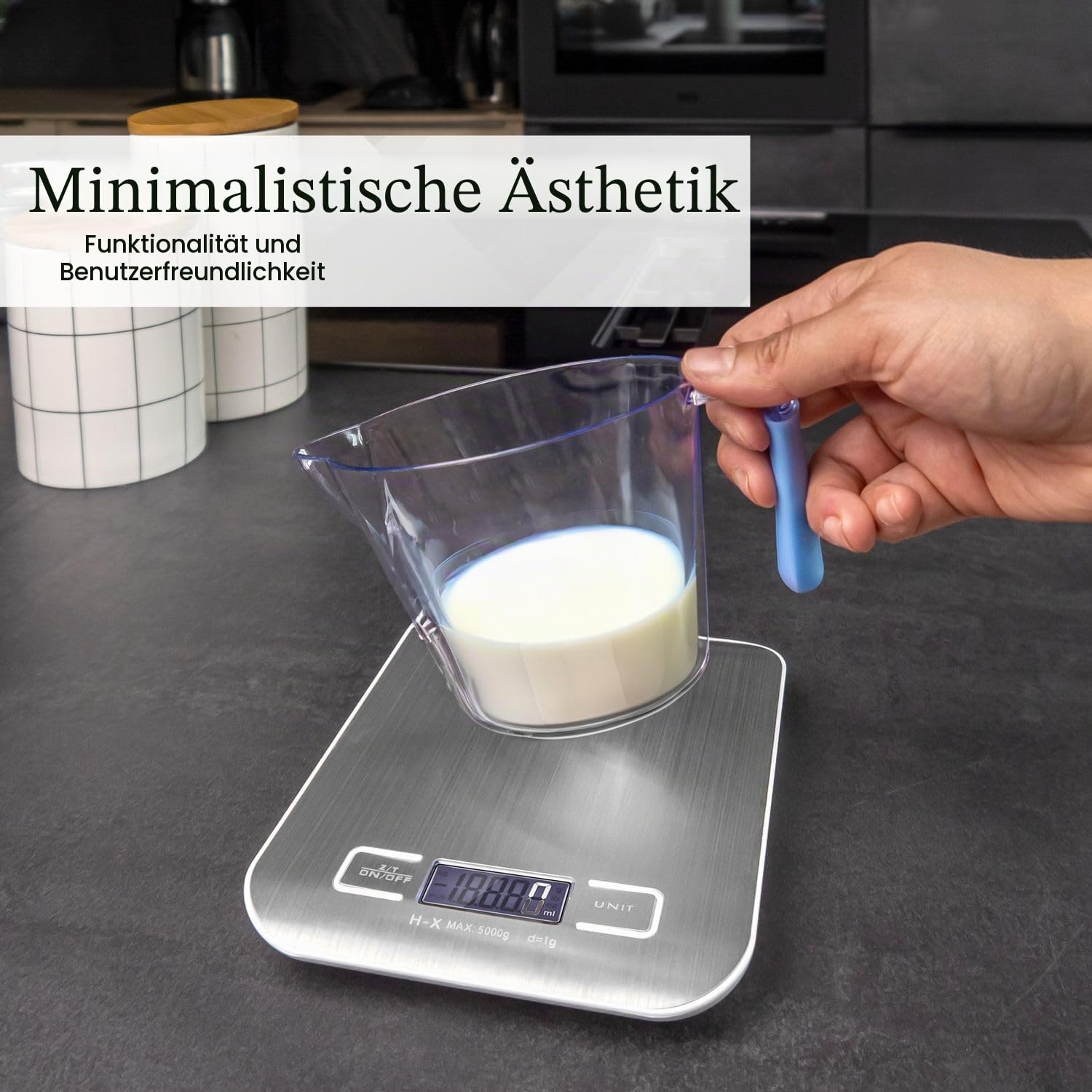 Intirilife Digitale Küchenwaage 5 kg Silber Edelstahl Tara