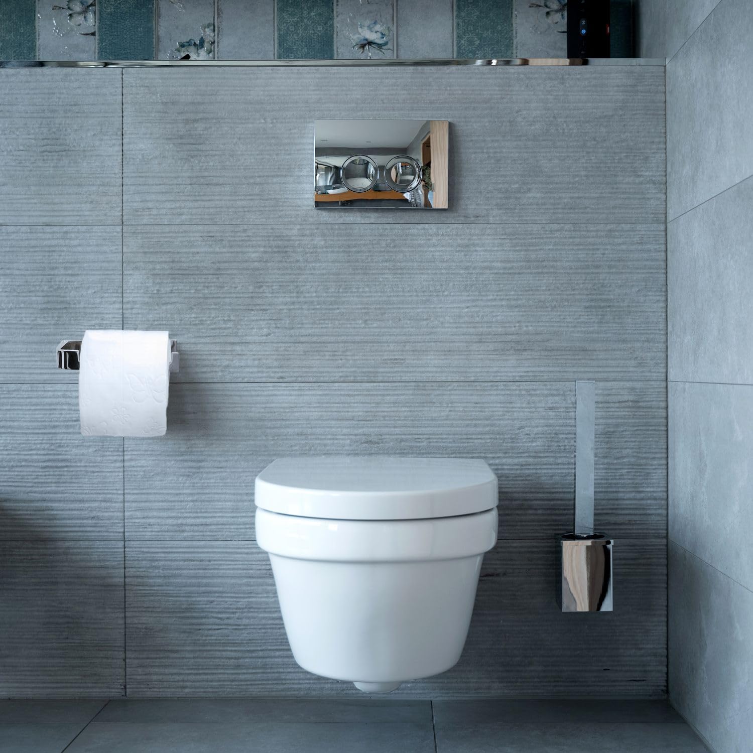 Intirilife Toilettenpapierhalter ohne Ablage Silber Edelstahl