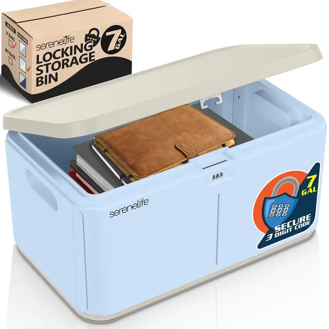 Serenelife Storage Aufbewahrungsbox 27L hellblau abschließbar