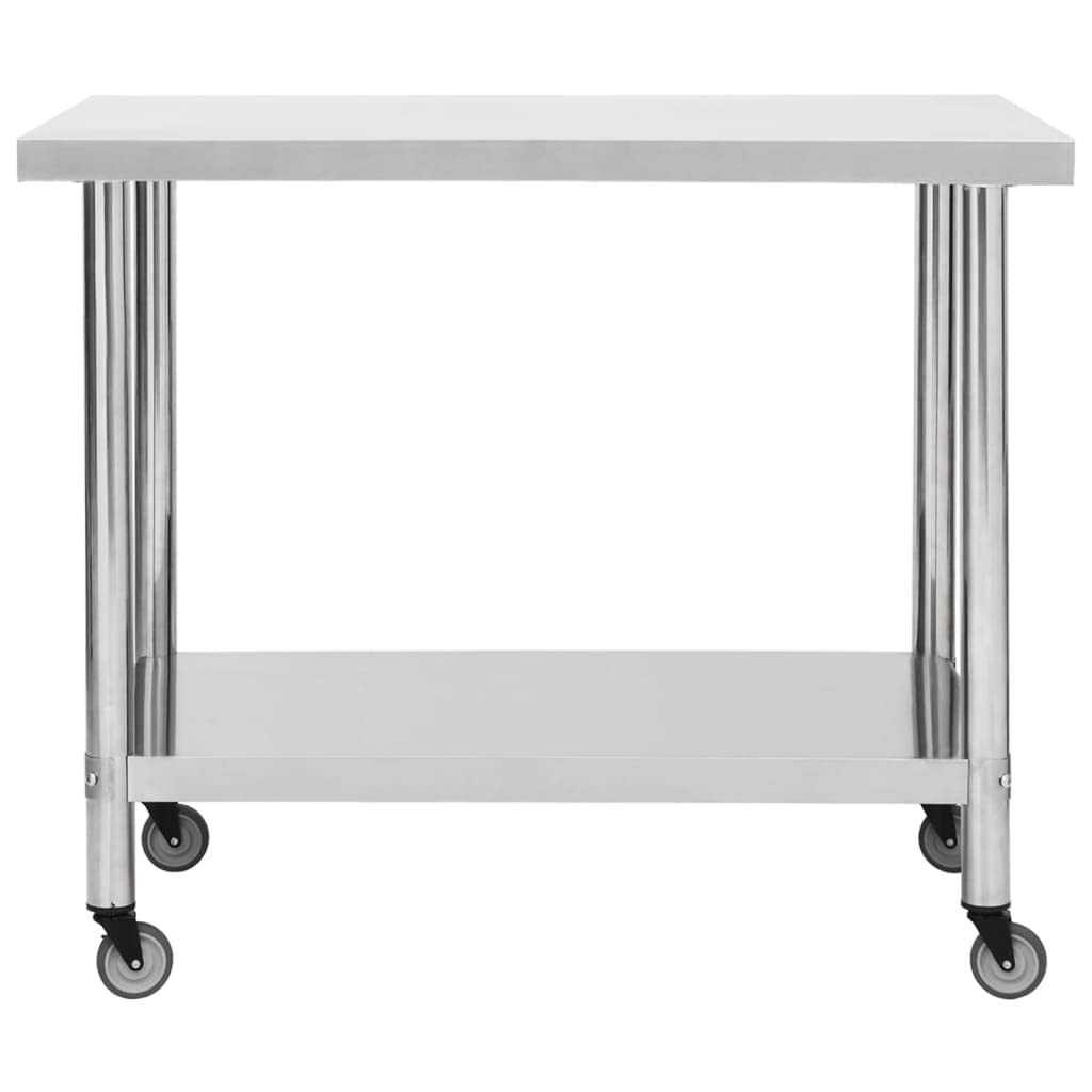 vidaXL Arbeitstisch Rollen Edelstahltisch 100x60x85 cm Silber