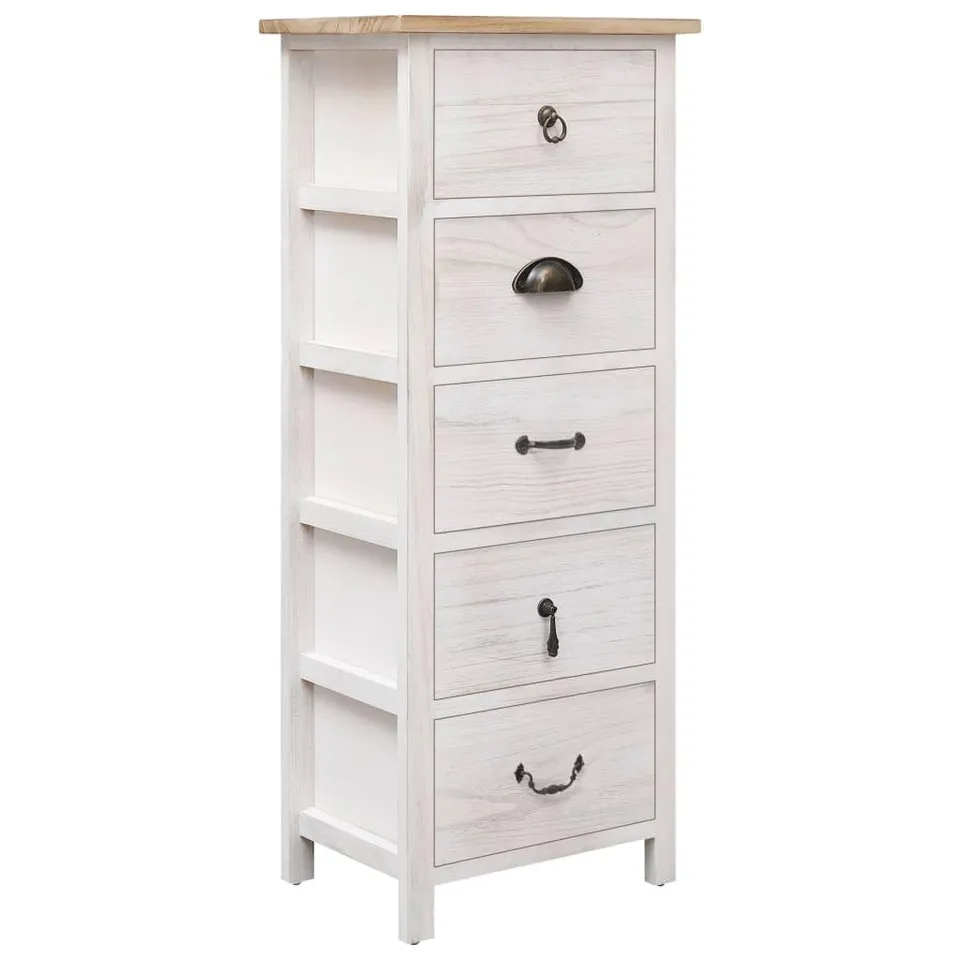 vidaXL Beistellschrank Kommode Paulownia-Holz 5 Schubladen 35x25x87cm