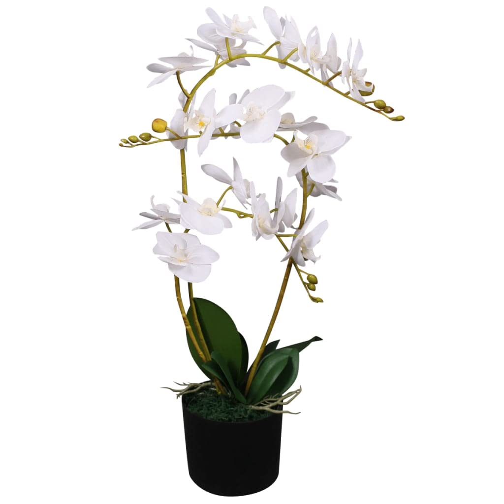 vidaXL Künstliche Orchidee weiß mit Topf 30 cm 9 Blüten