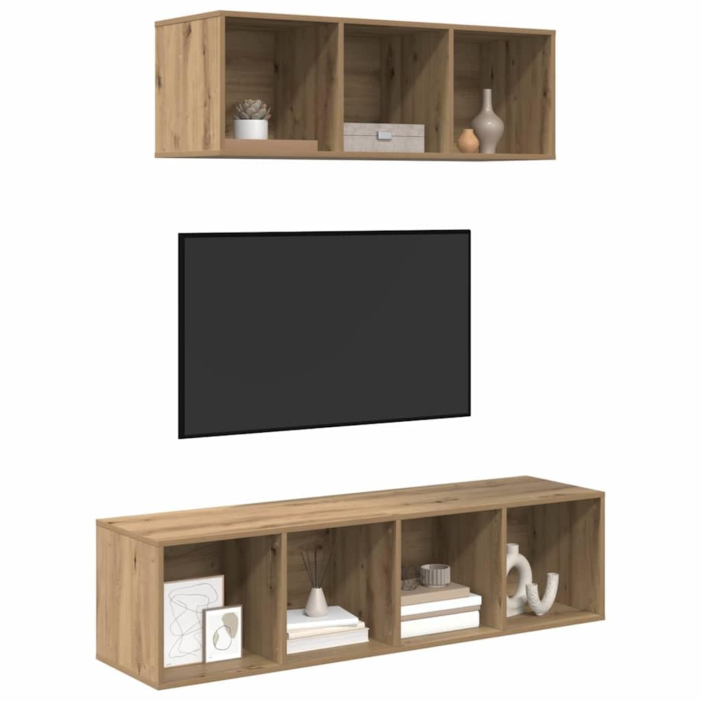 vidaXL Möbel TV-Schrank-Set 2-tlg Weiß Holzwerkstoff Hängend