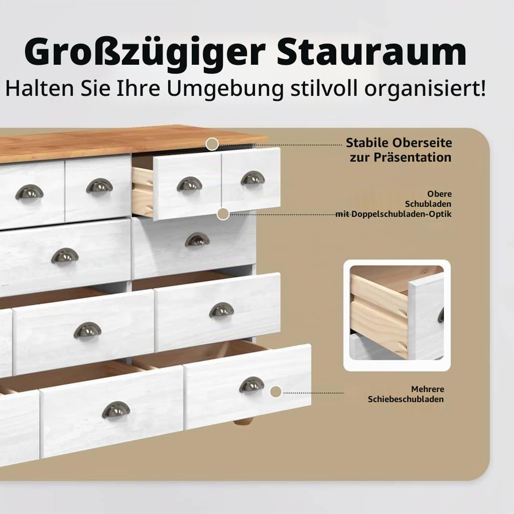 vidaXL Möbel Schubladenkommode ASKIM Weiß Kiefer