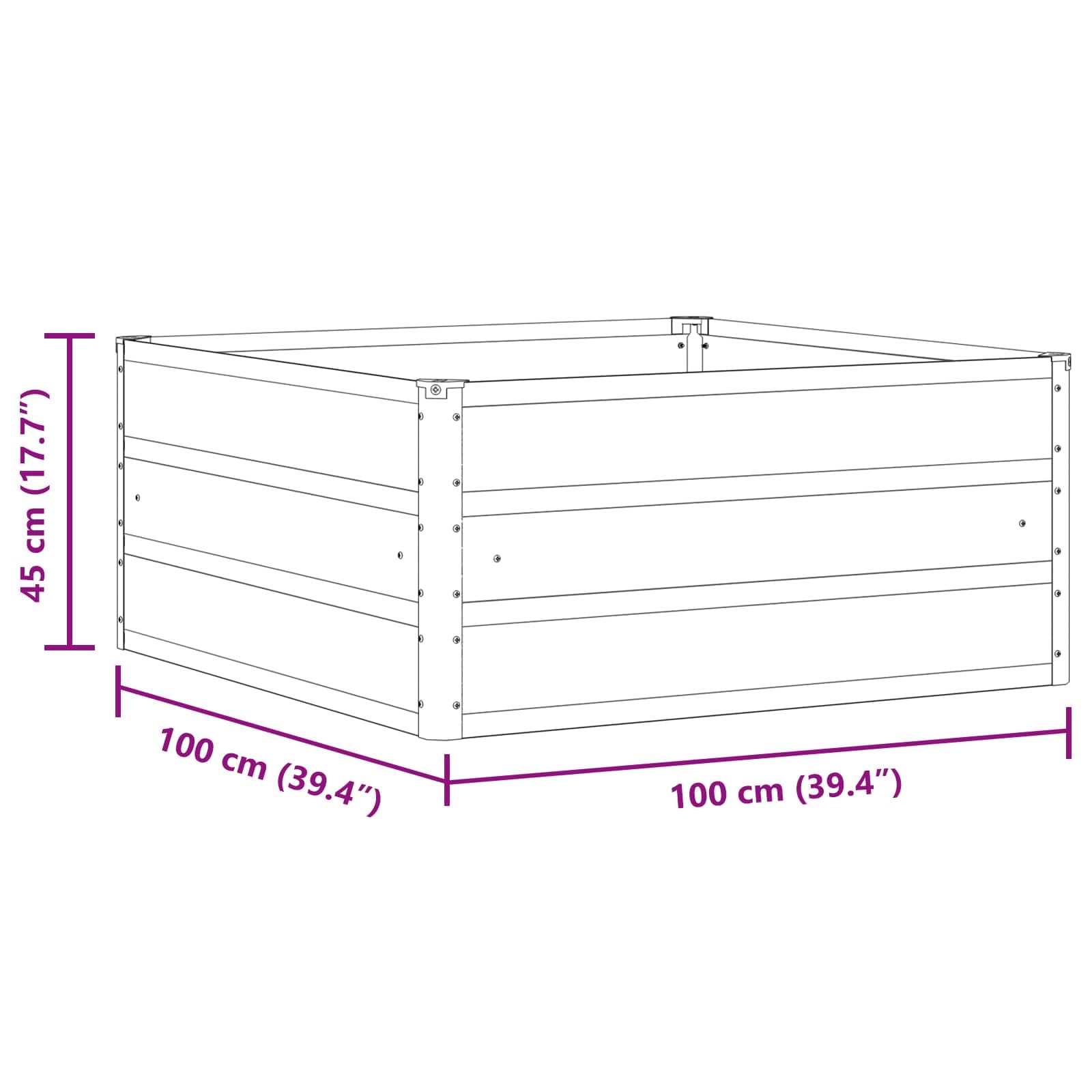 vidaXL Heim & Garten Pflanzkübel 100x100x45 cm Elfenbein Stahl