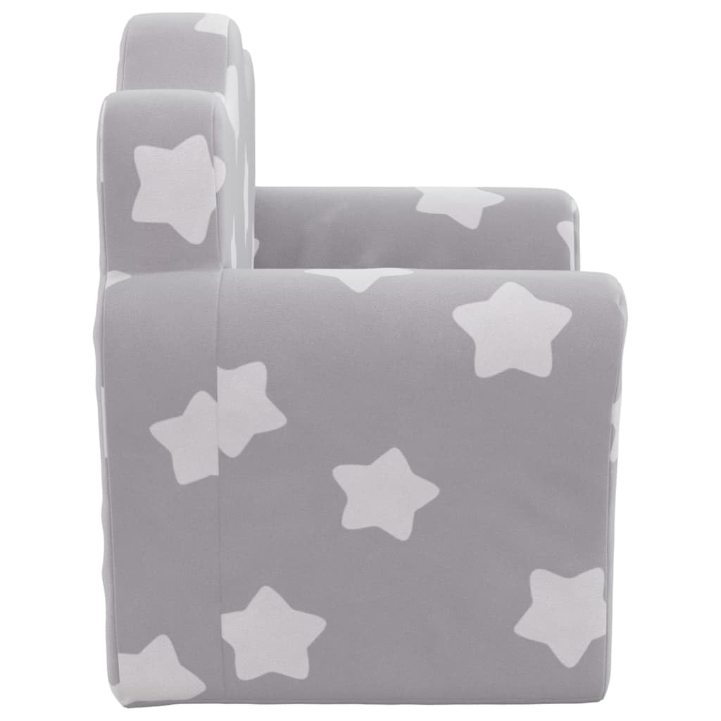vidaXL Baby Kindersofa Hellgrau Sterne Plüsch 54x34x45 cm