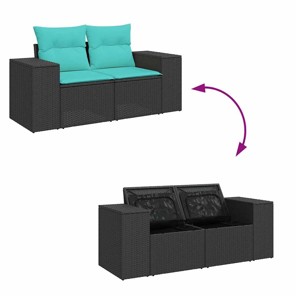 vidaXL Heim & Garten 8-tlg Garten-Sofagarnitur Schwarz Poly Rattan