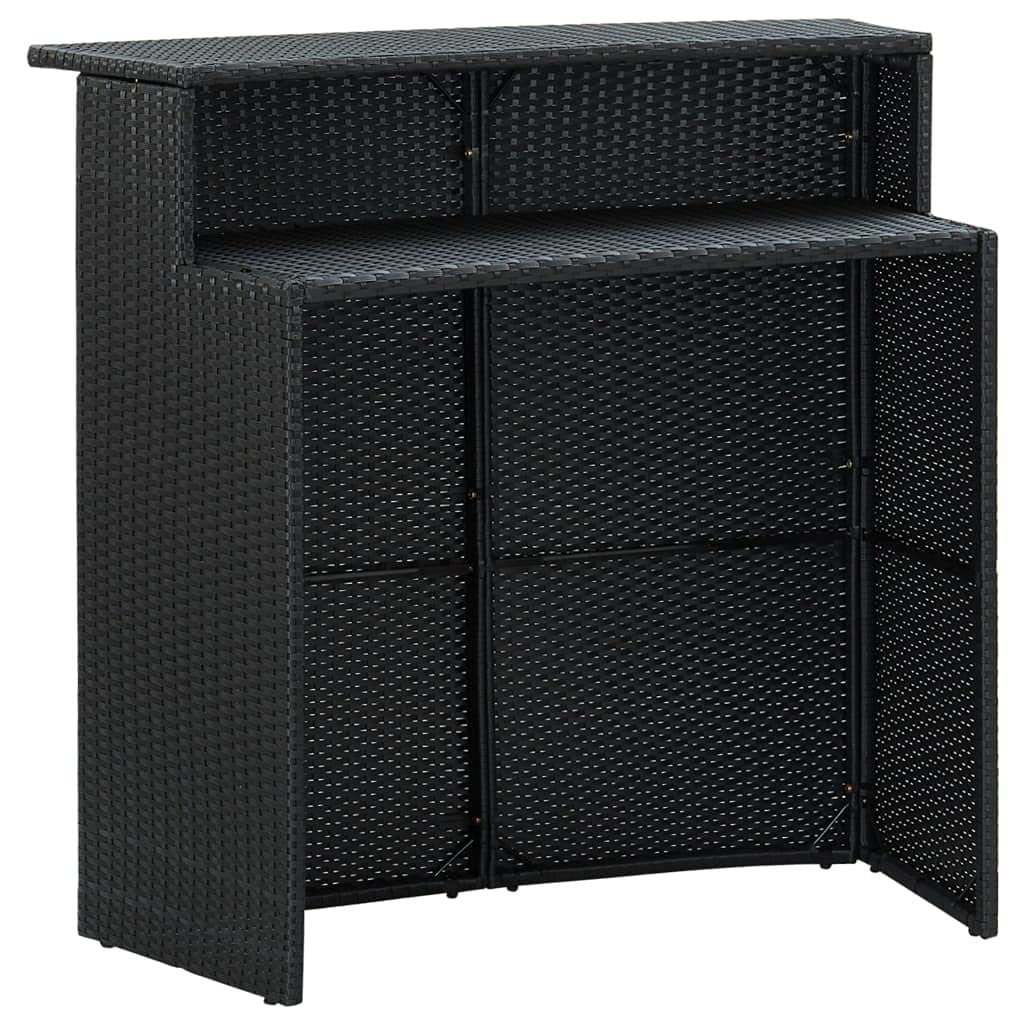 vidaXL Heim & Garten 3-tlg. Gartenbar-Set Rattan Schwarz mit Kissen