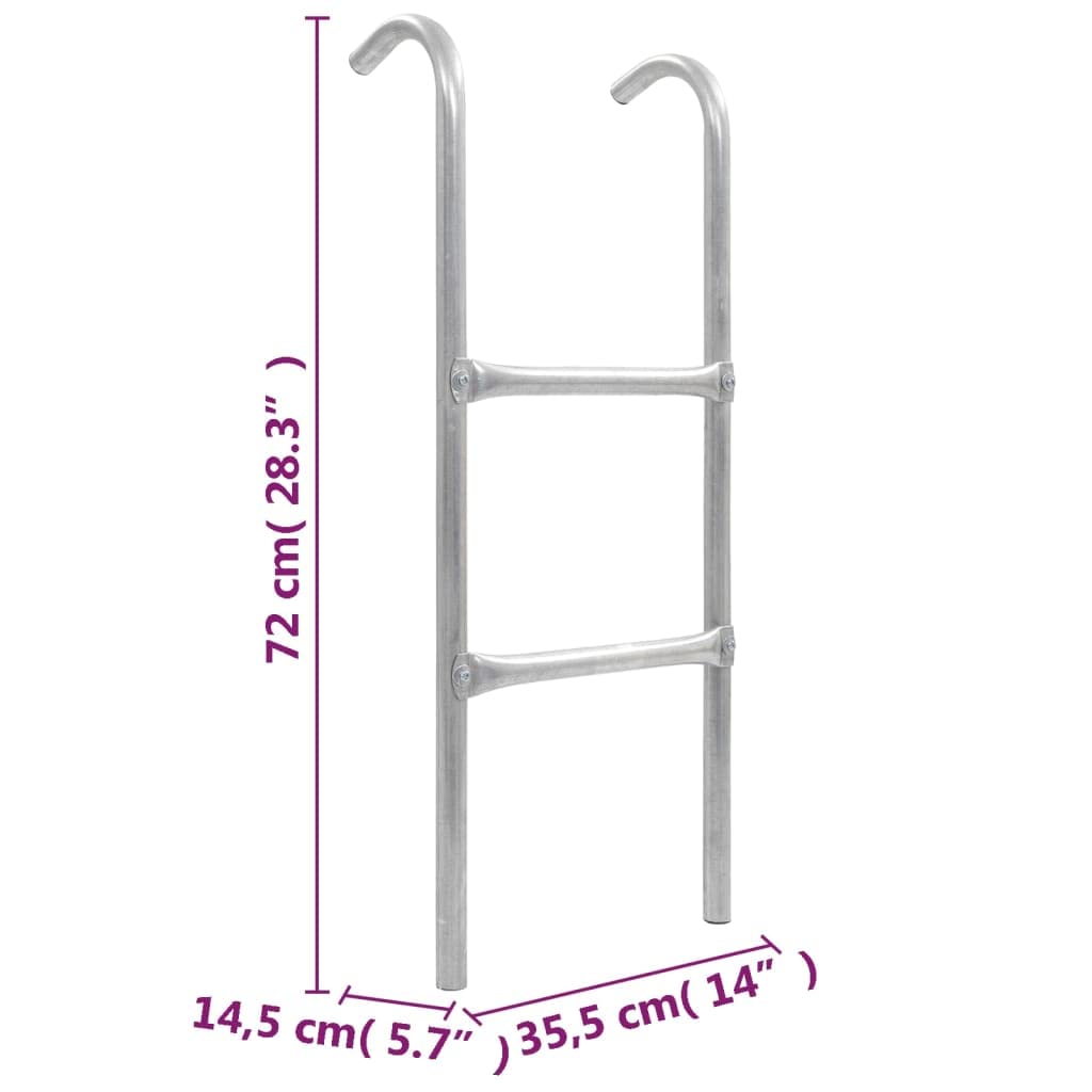 vidaXL Trampolinleiter 2-stufig 72 cm Stahl verzinkt silbern
