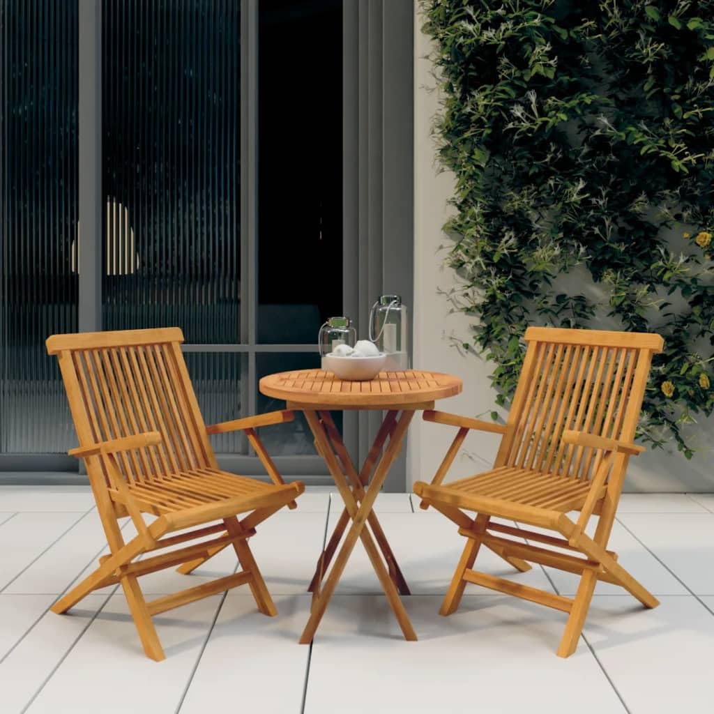 vidaXL Heim & Garten Garten-Essgruppe Teak 3-TLG klappbar