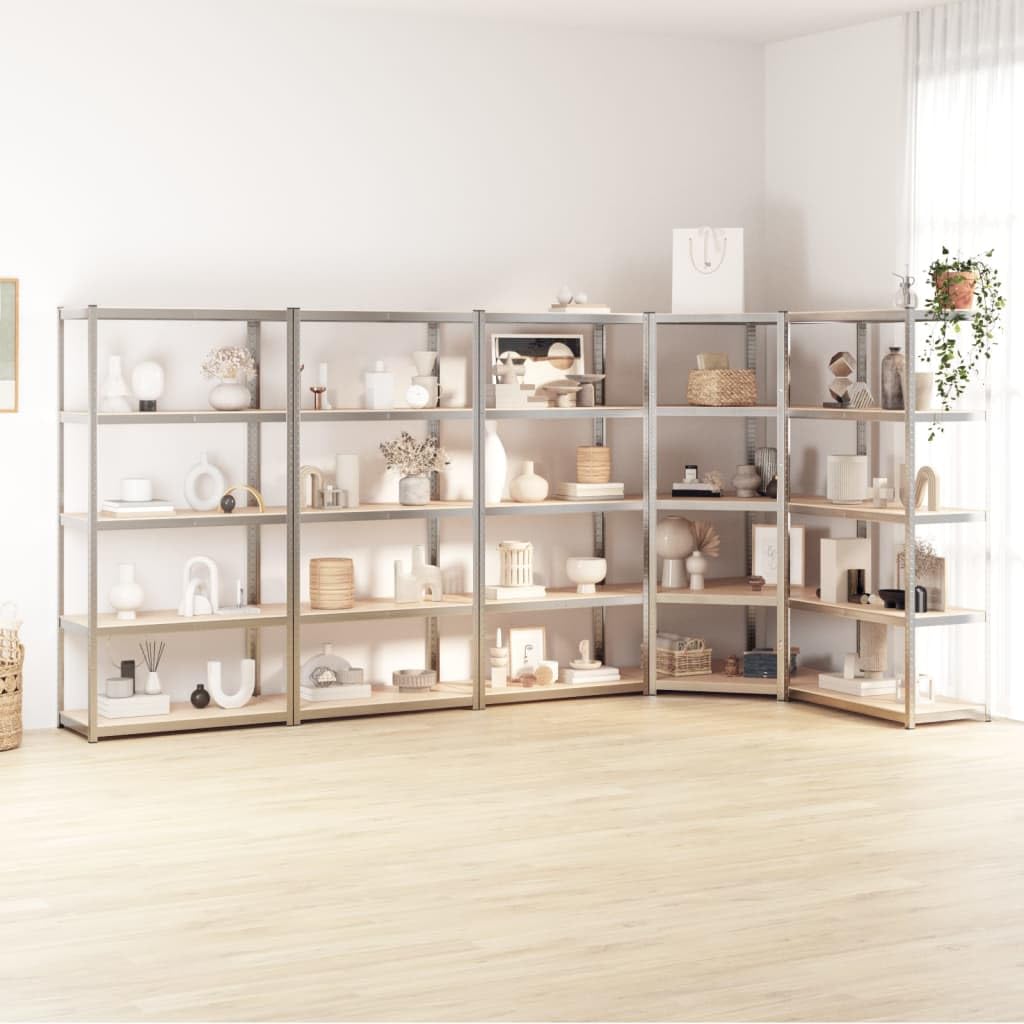 vidaXL Lagerregal Stahl Holz teilbar Böden verstellbar Werkstatt