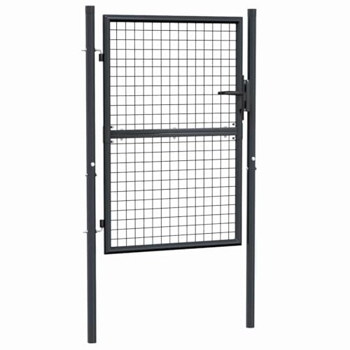 vidaXL Gartentor Mesh 100x175 cm Zauntor grau verzinkt abschließbar