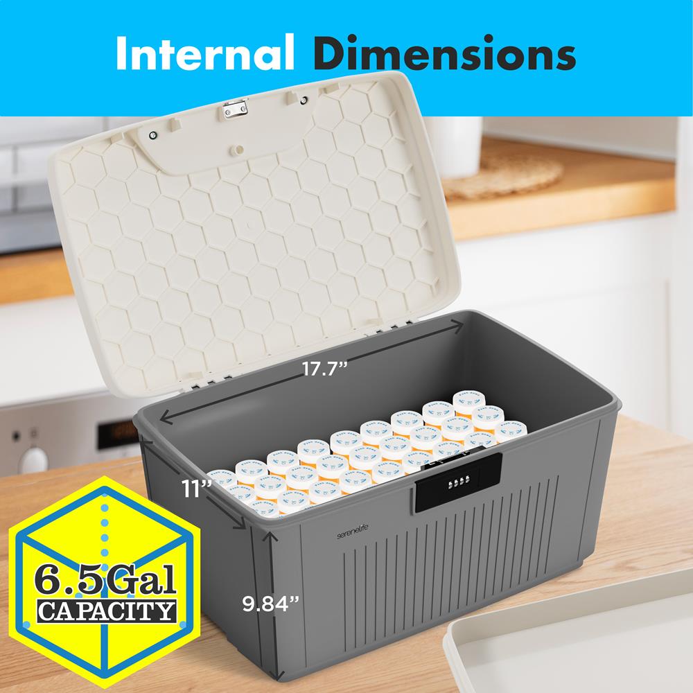 Serenelife Storage Aufbewahrungsbox Grau 25L mit Schloss