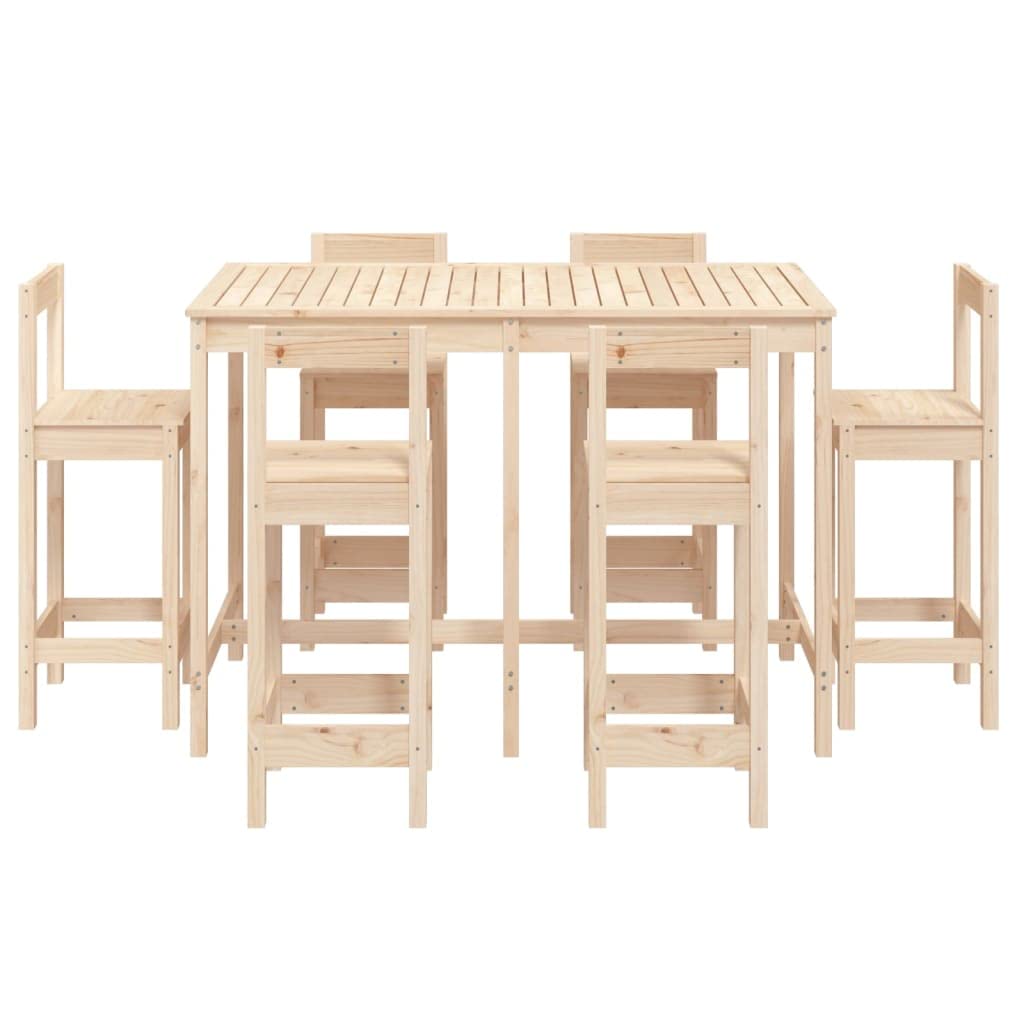 vidaXL 7-tlg. Gartenbar-Set Bartisch Kiefer mit Lehne
