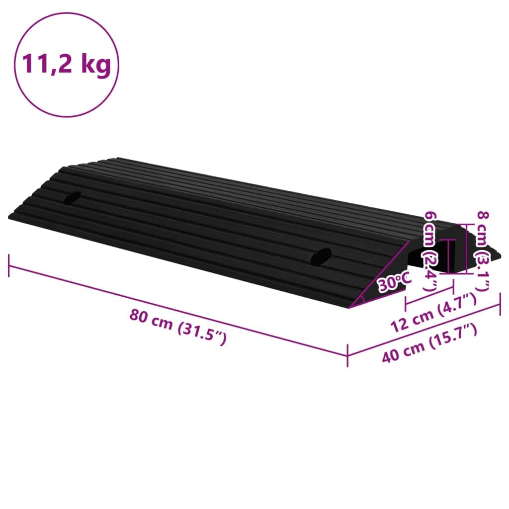 vidaXL Schwellenrampe 2X Rollstuhlrampe Gummi 80x40x8cm Schwarz