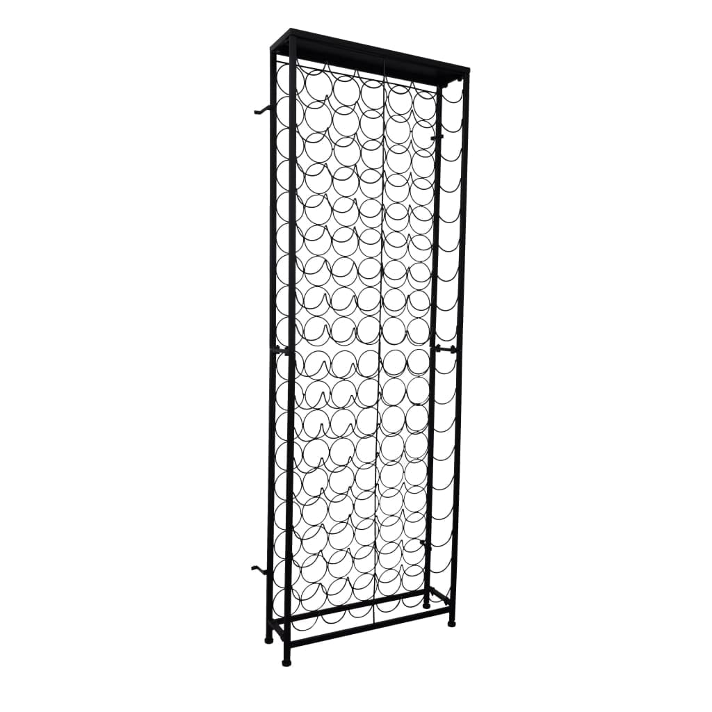 vidaXL Möbel Flaschenregal 108 Flaschen Schwarz Metall 191cm