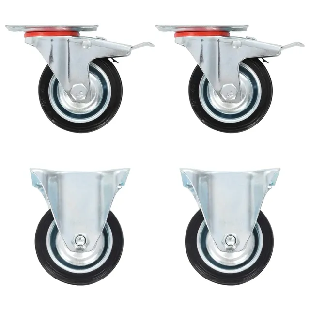 vidaXL 8 Rollen 75mm Möbelrollen Gummi mit Bremse