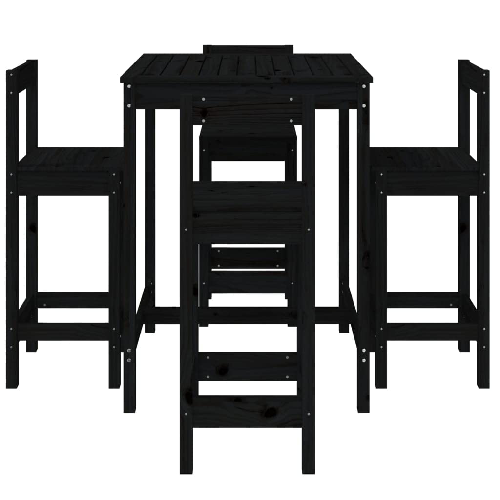 vidaXL 5-tlg. Gartenbar-Set Bartisch schwarz mit Lehne