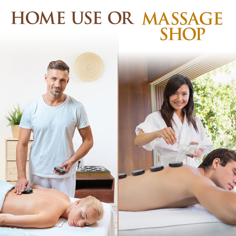 Serenelife Massage Hot Stone Massageset Basalt 12 Steine