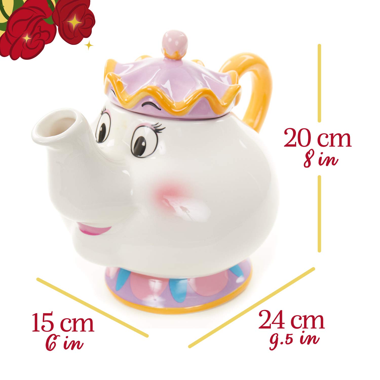 Paladone Mrs Potts Teekanne Keramik Disney 4 Tassen