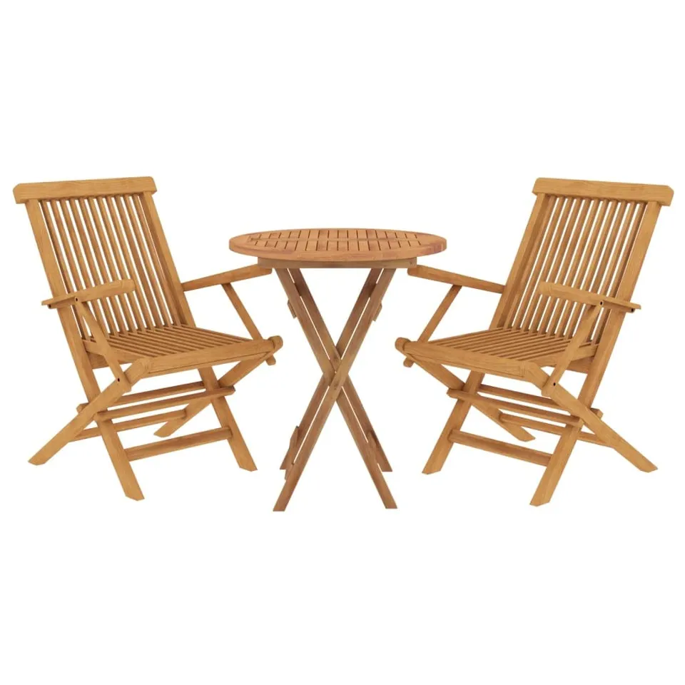vidaXL Heim & Garten Garten-Essgruppe Teak 3-TLG klappbar