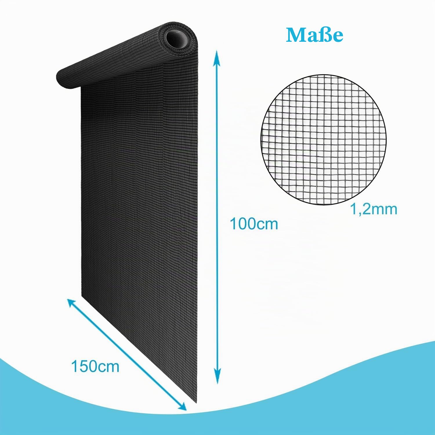 Intirilife Fliegennetz Fiberglas schwarz 150 cm Meterware