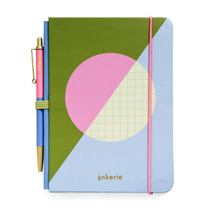 Kikkerland Inkerie Grid Mini Notizbuch A6 kariert mit Stift