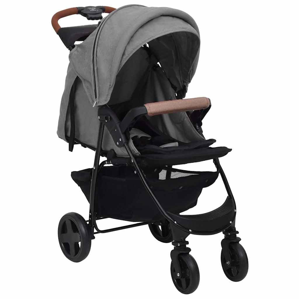 vidaXL Kinderwagen 2-in-1 Buggy Sportwagen Hellgrau Stahl