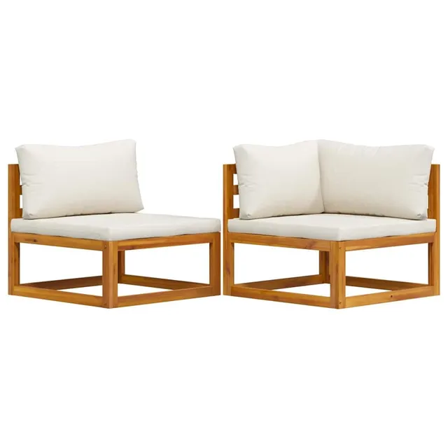 vidaXL Heim & Garten Sofa Set Akazie 2-tlg cremeweiß Kissen