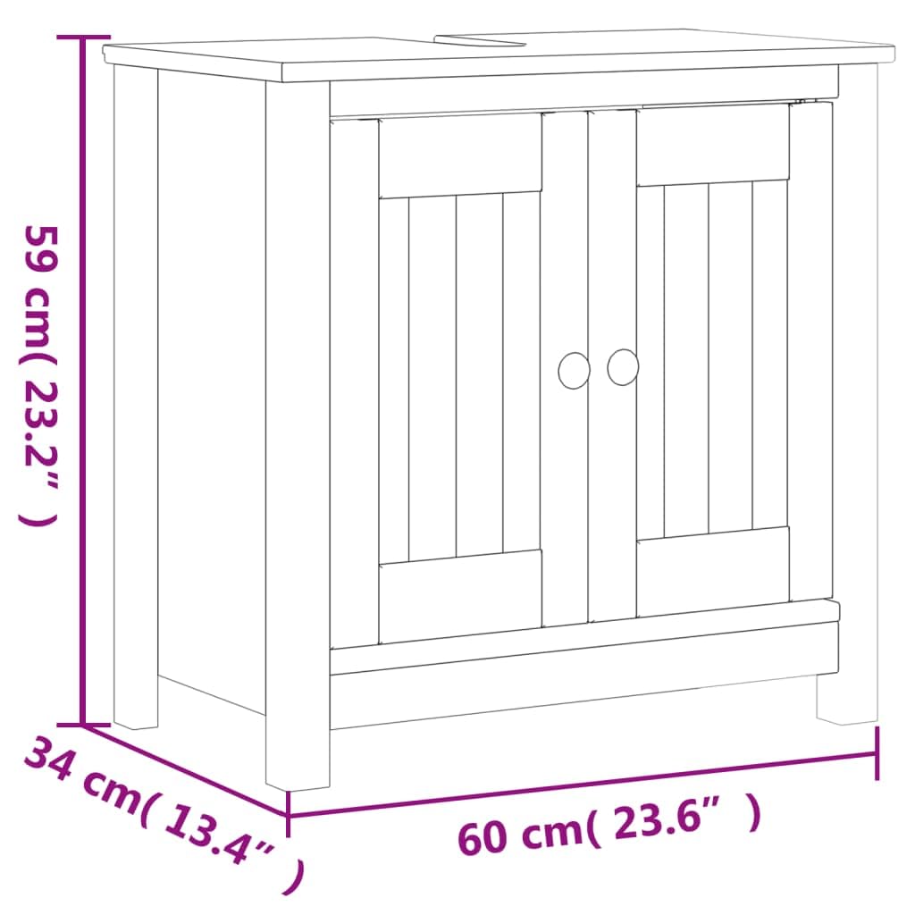 vidaXL Berg Waschbeckenunterschrank Schwarz 60x34x59 Holz