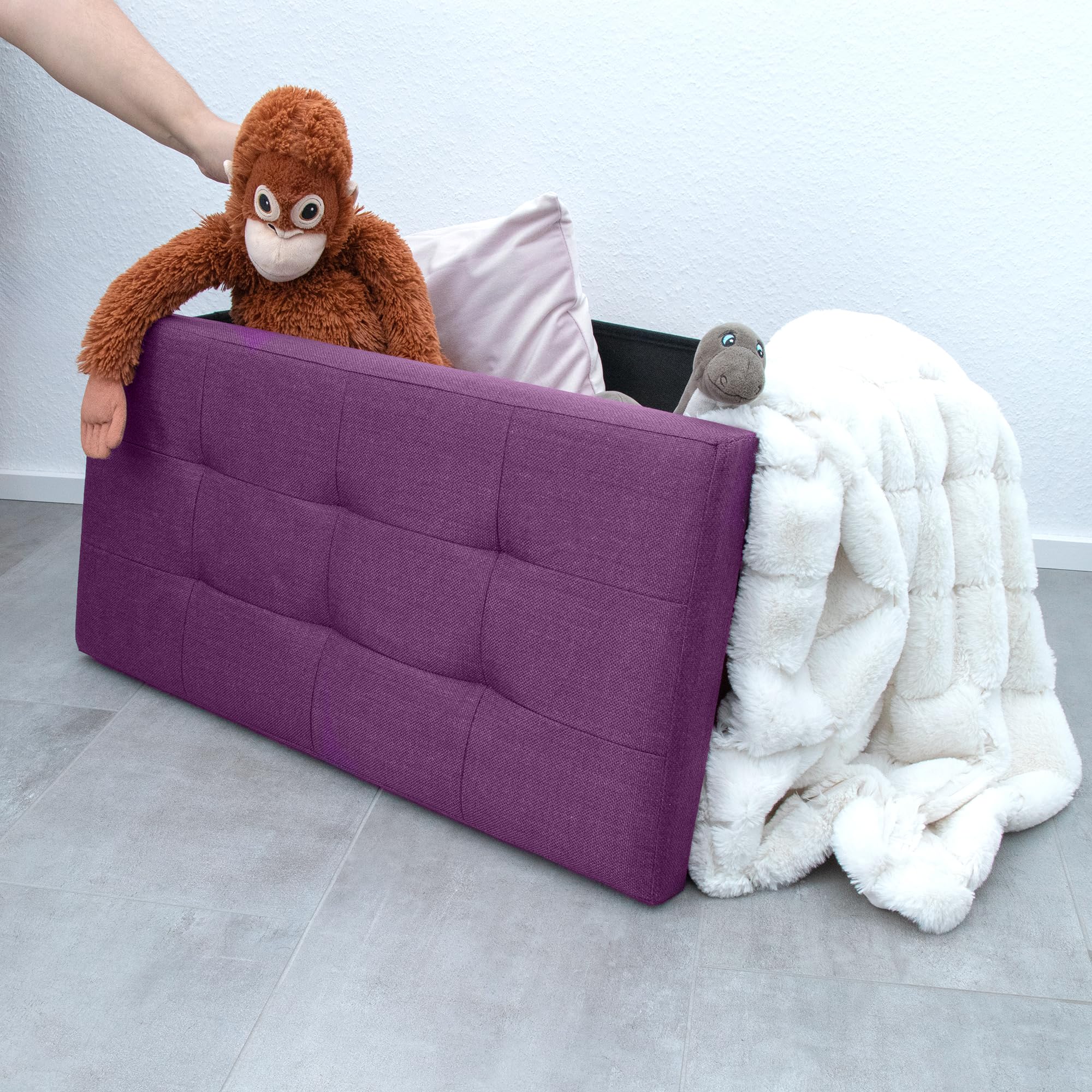 Intirilife Sitzbank 76x38x38 Nebel Lila mit Stauraum Box