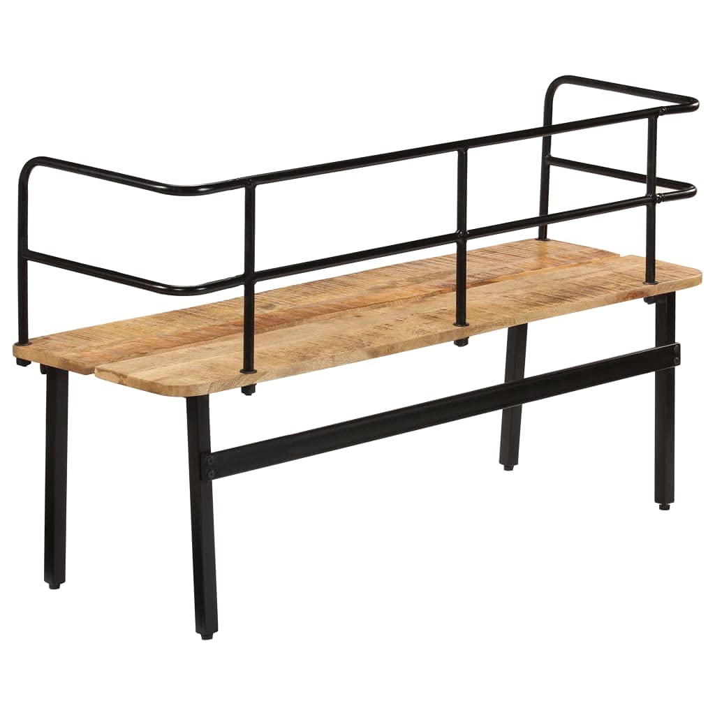 vidaXL Mango Bank 120x40cm Holzbank Massivholz Eisenbeine