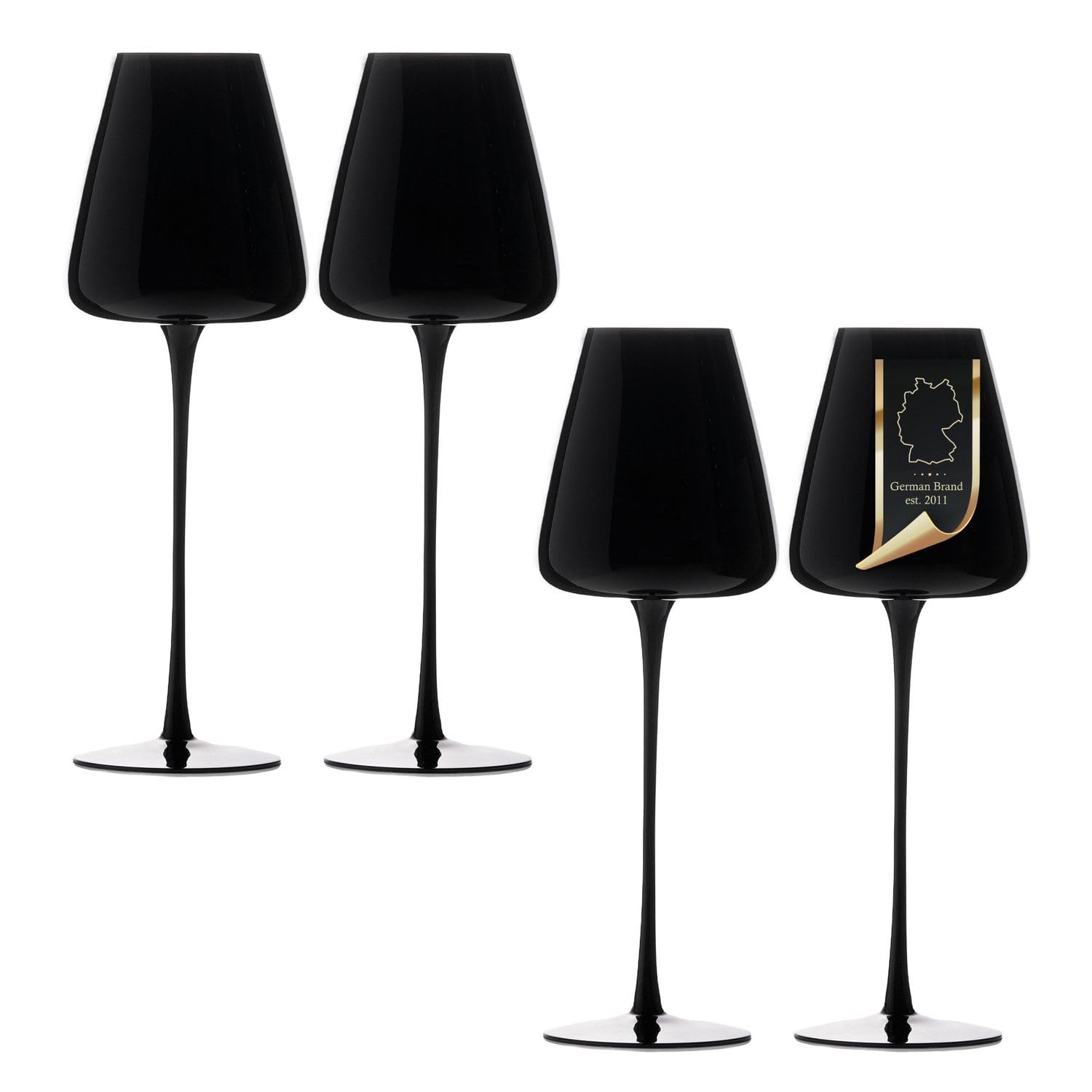 Intirilife Weingläser Schwarz 500 ml 2er Set Kristallglas stoßfest