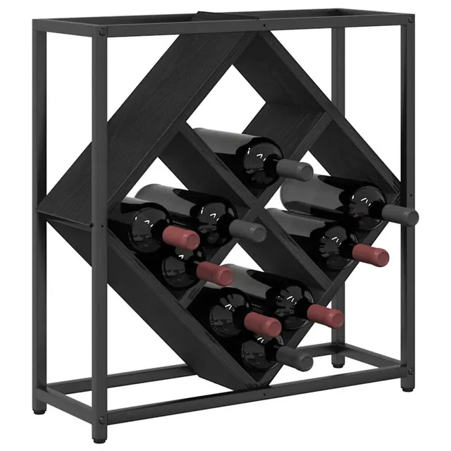 vidaXL Weinregal 16 Flaschen Schwarz Eichen-Optik Holz