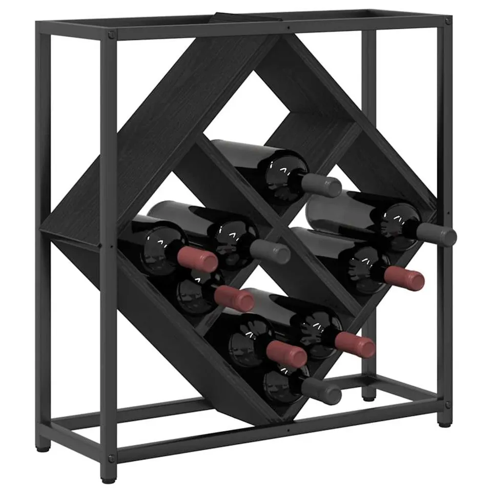 vidaXL Weinregal 16 Flaschen Schwarz Eichen-Optik Holz